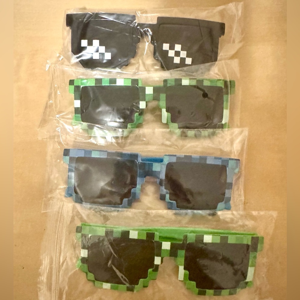 All 4 for $10. NWT: Minecraft sunglasses. Kids fun sunglasses. Party glasses.